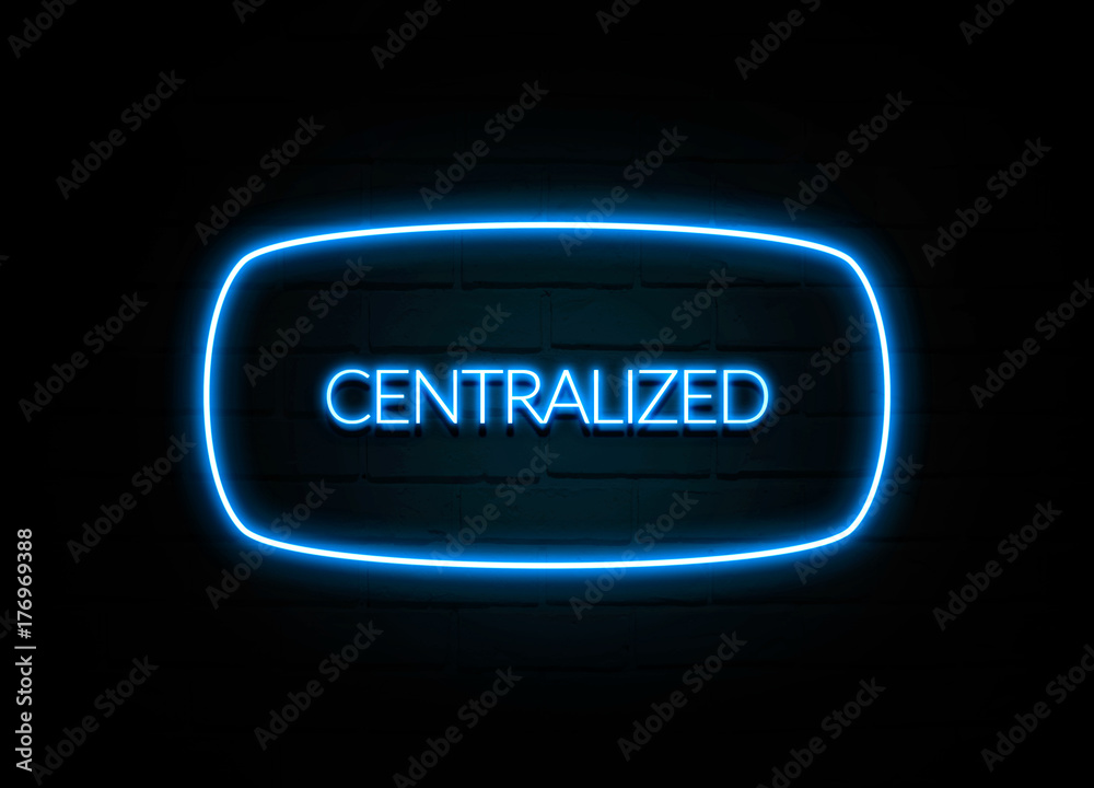 Centralized - colorful Neon Sign on brickwall Centralized - colorful Neon Sign on brickwall