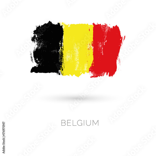 Belgium colorful brush strokes painted national country flag icon. Painted texture.