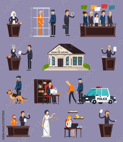 Law And Justice Orthogonal Icons Set
