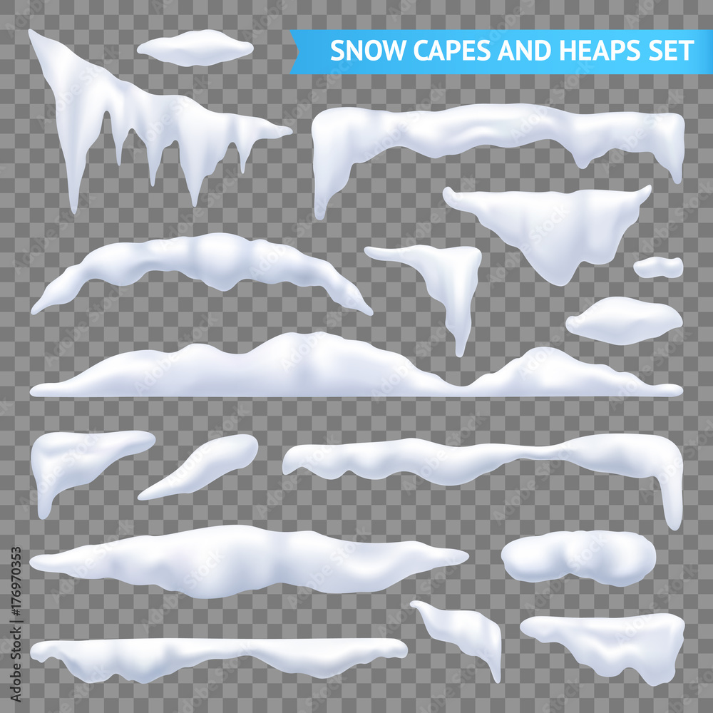 Snow Capes And Piles Transparent Set - obrazy, fototapety, plakaty 