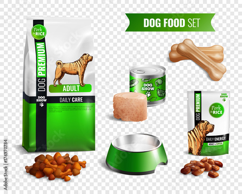 Dog Food Transparent Icon Set
