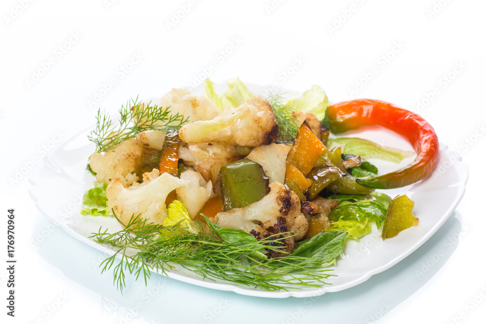 warm salad with cauliflower and sweet pepper warm salad with cauliflower and sweet pepper