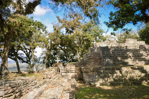 Pyramids at the archaeological site of Tenam Puente near the town of Comitan De Domingues in Chiapas, Mexico