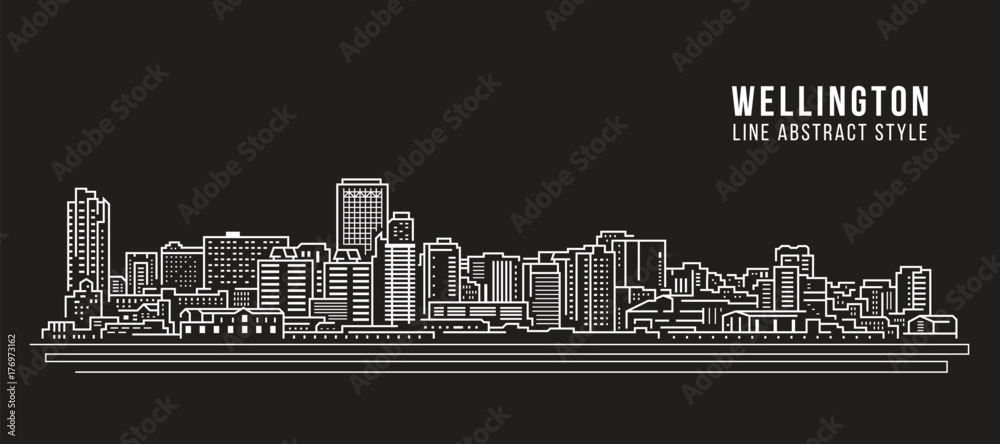 Cityscape Building Line art Vector Illustration design - Wellington city