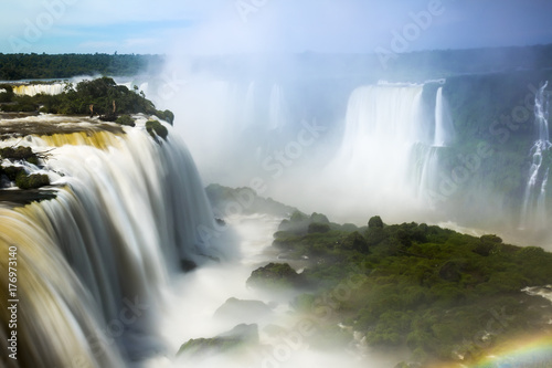 Waterfall Cataratas del Iguazu on Iguazu River  Brazil