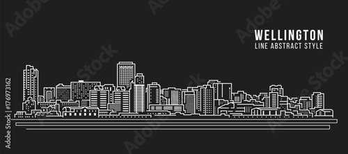 Cityscape Building Line art Vector Illustration design - Wellington city