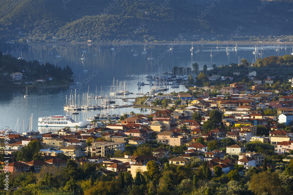 Nydri village on Lefkada island in Greece.
Nydri village on Lefkada island in Greece.