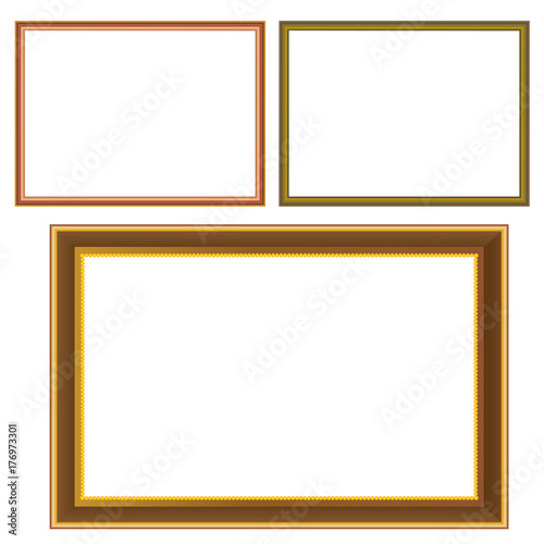 vector set of a golden picture frame in retro style