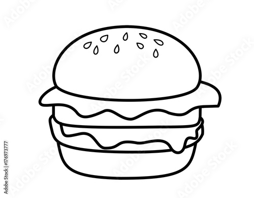 ハンバーガー 線画 ゴマ Stock イラスト Adobe Stock