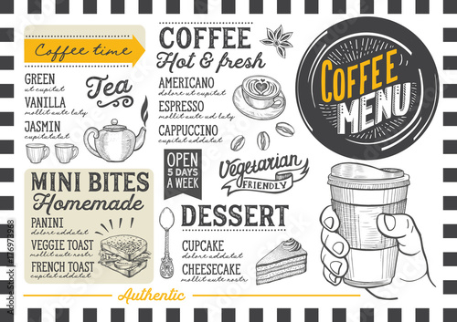 Coffee menu restaurant  drink template.