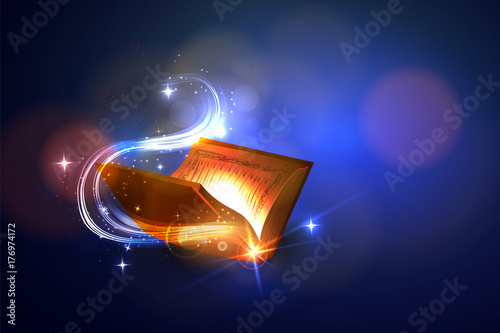 Vektopr book of magic on a bright background.