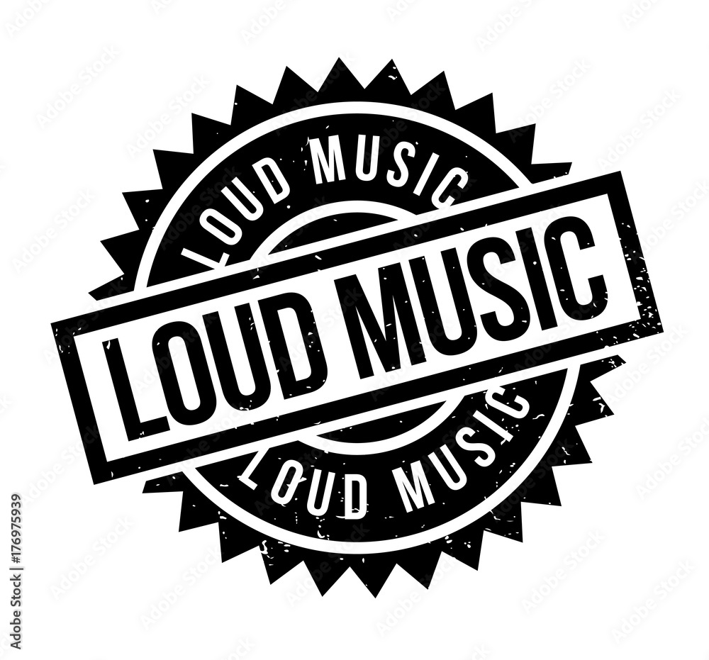 Loud Music rubber stamp. Grunge design with dust scratches. Effects can be easily removed for a clean, crisp look. Color is easily changed.