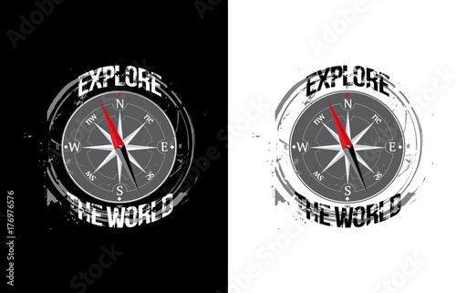 Explore the world concept. Vector illustration for t-shirt
