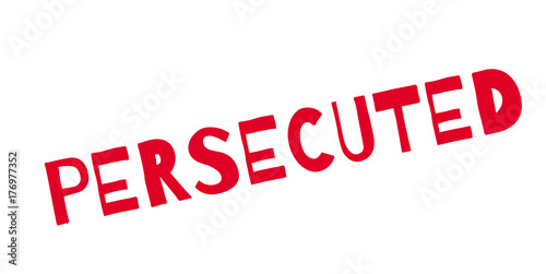 Persecuted rubber stamp. Grunge design with dust scratches. Effects can be easily removed for a clean, crisp look. Color is easily changed.