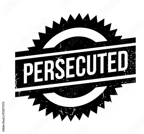 Persecuted rubber stamp. Grunge design with dust scratches. Effects can be easily removed for a clean, crisp look. Color is easily changed.