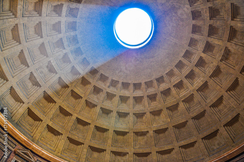 Interior of the Pantheon in Rome. Details of the dome
