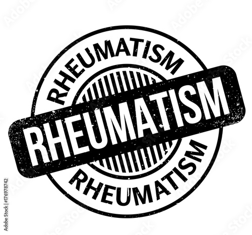 Rheumatism rubber stamp. Grunge design with dust scratches. Effects can be easily removed for a clean, crisp look. Color is easily changed.