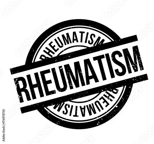 Rheumatism rubber stamp. Grunge design with dust scratches. Effects can be easily removed for a clean, crisp look. Color is easily changed.