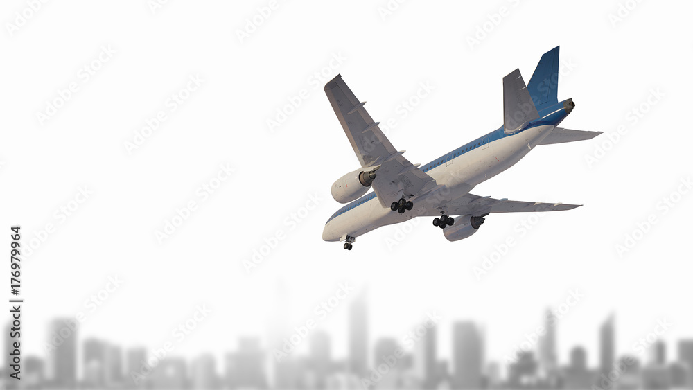 Airliner in sky. Mixed media Airliner in sky. Mixed media
