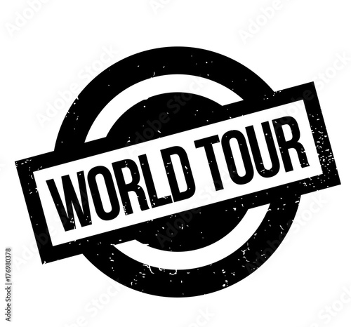 World Tour rubber stamp. Grunge design with dust scratches. Effects can be easily removed for a clean, crisp look. Color is easily changed.