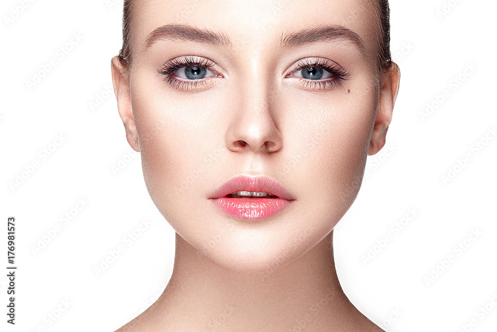 Beautiful woman portrait with fresh clear nude make up, healthy skin, skin care. Beautiful woman portrait with fresh clear nude make up, healthy skin, skin care.