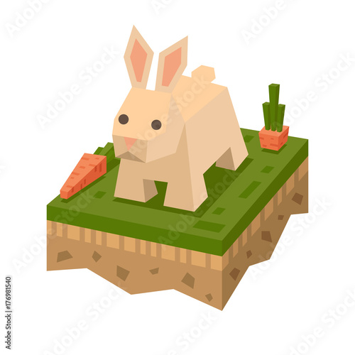 3D isometric flat style rabbit