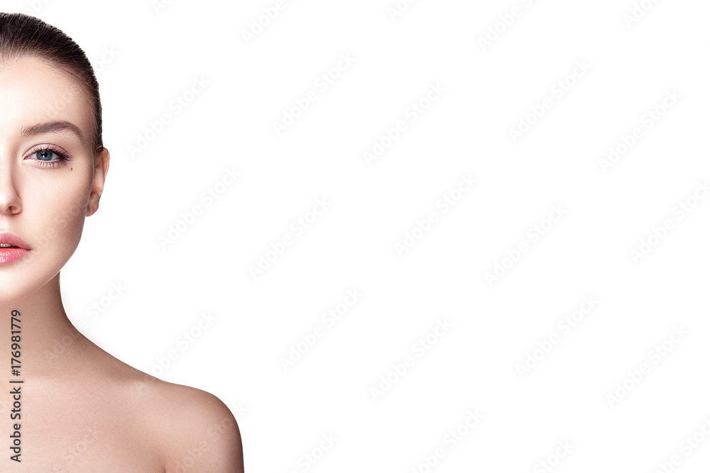 Beautiful woman portrait with fresh clear nude make up, healthy skin, skin care. Beautiful woman portrait with fresh clear nude make up, healthy skin, skin care.