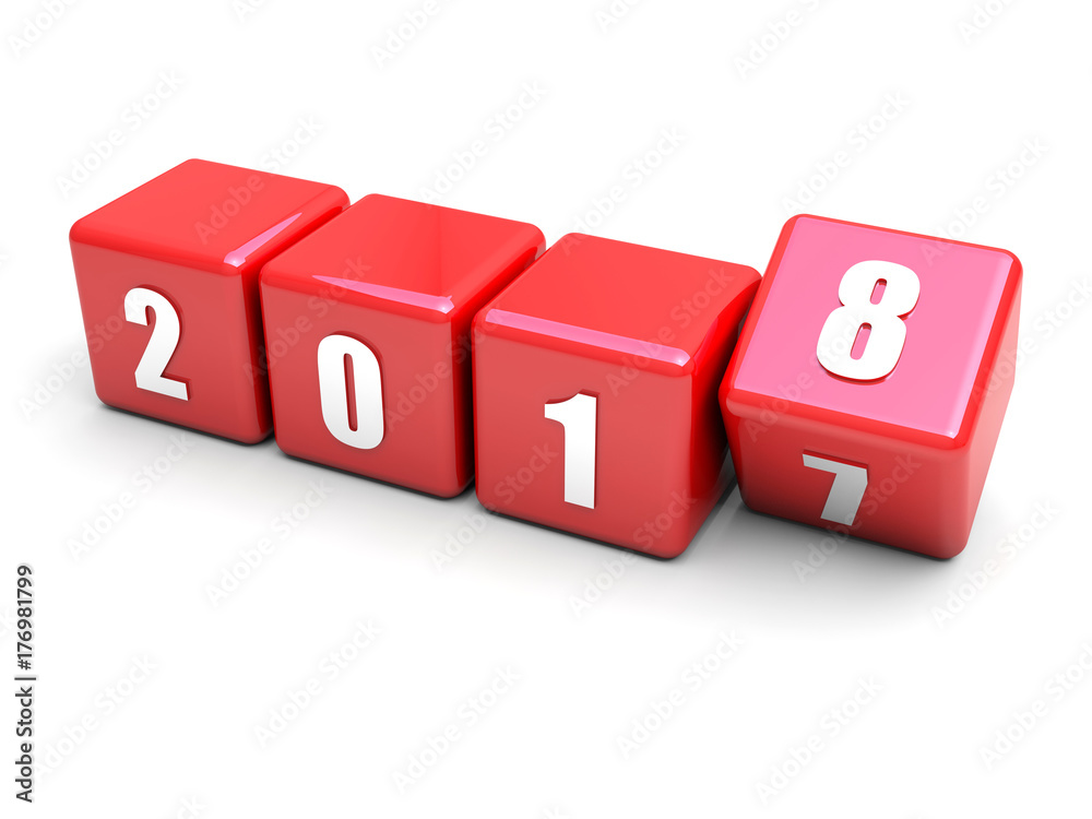 Happy new year 2018 calendar background with red cubes Happy new year 2018 calendar background with red cubes