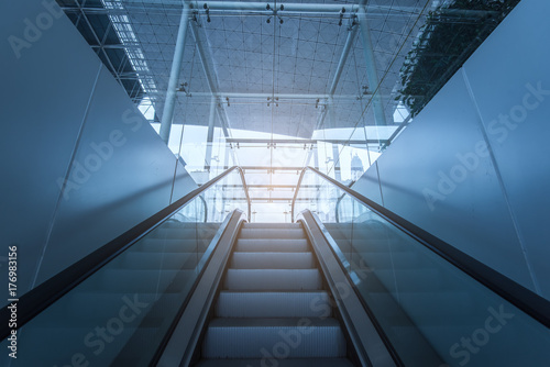 stairway of modern office building, blue toned images.