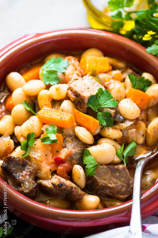 Beef stew with beans and vegetables. Beef stew with beans and vegetables.