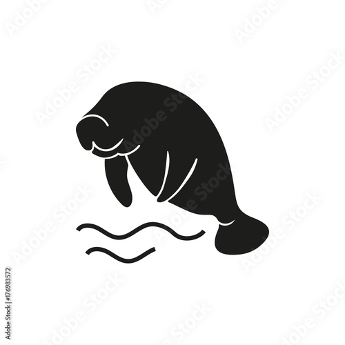 Sea cow jumping out of water icon photo