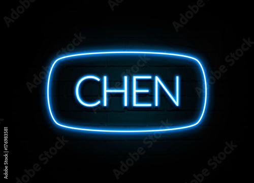 Chen  - colorful Neon Sign on brickwall