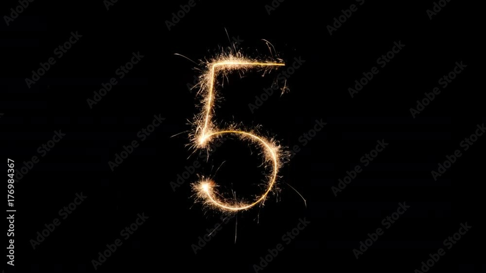 Sparkling numbers countdown from 9 to 0 made with sparklers. 4k, stop motion animation. Sparkling numbers countdown from 9 to 0 made with sparklers. 4k, stop motion animation.