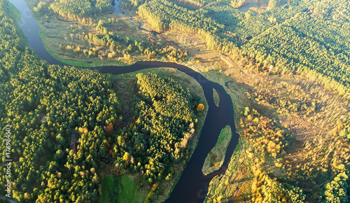 Aerial landscape of natural river