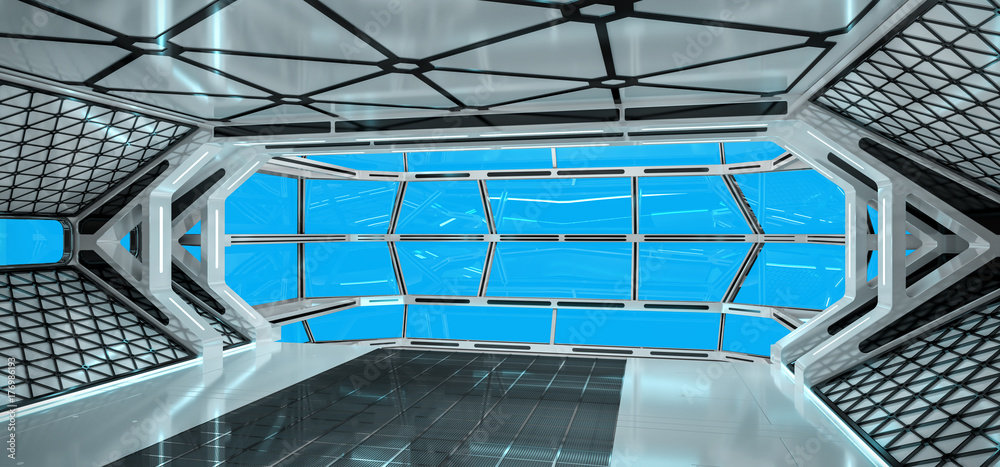 Fototapeta premium Spaceship bright interior 3D rendering