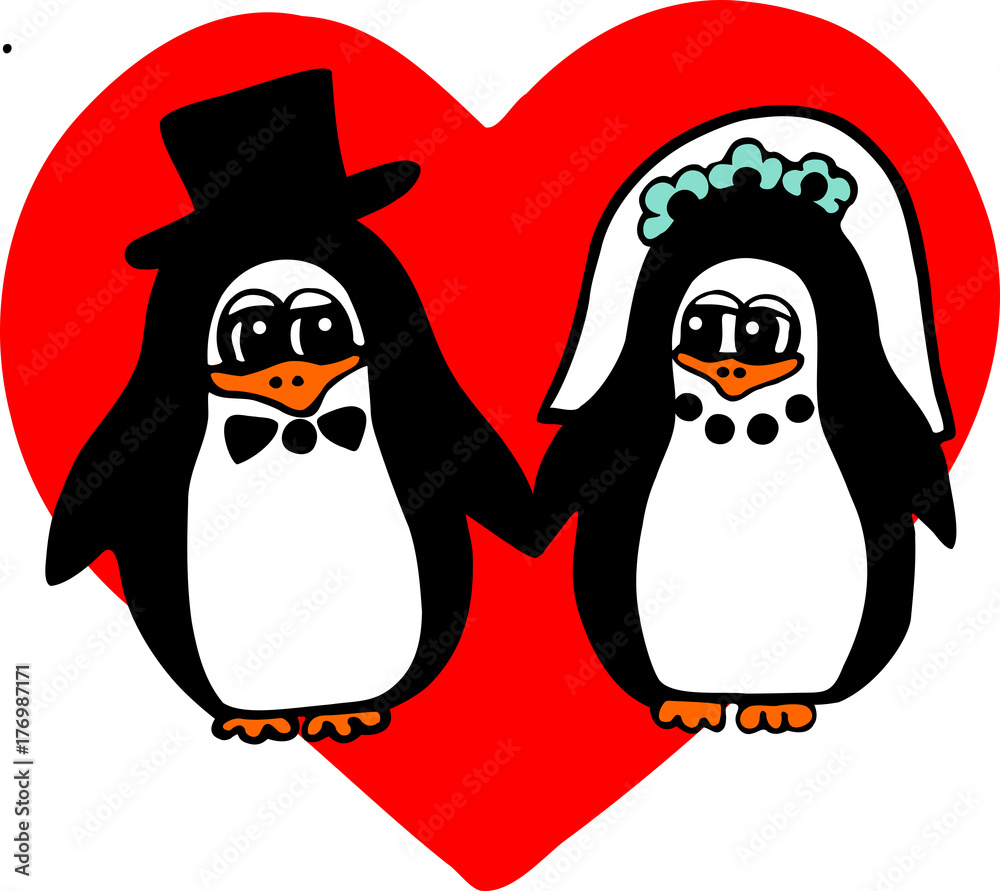 Obraz premium Pinguinhochzeit