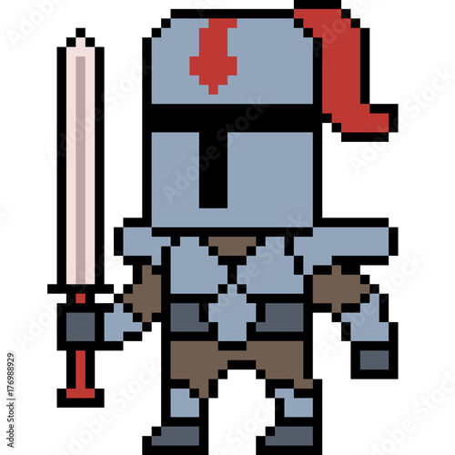 vector pixel art knight