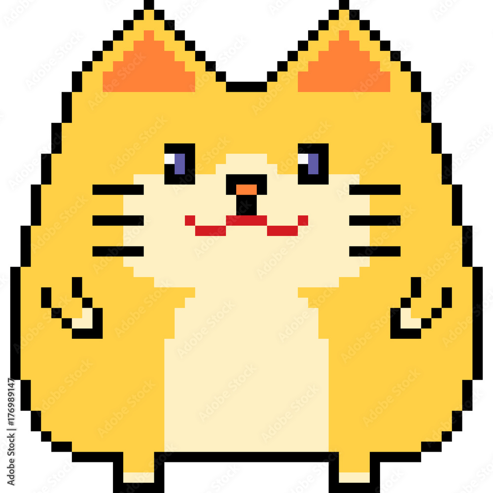 Obraz premium vector pixel art fat cat