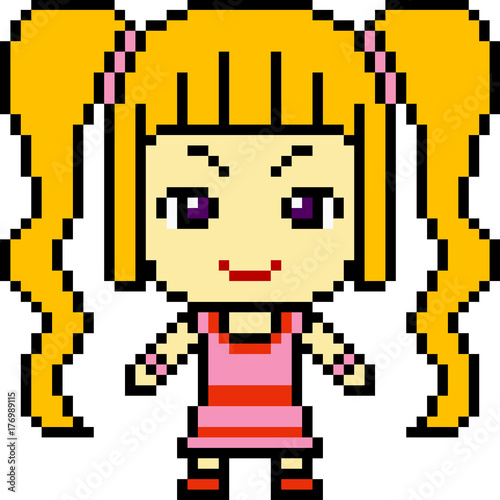 vector pixel art girl