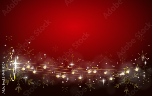 Christmas background decorated with music notes