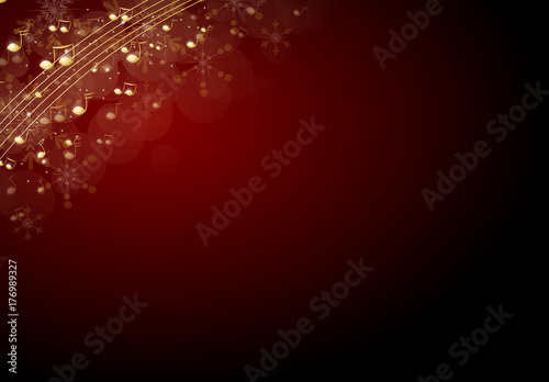 Christmas background decorated with music notes