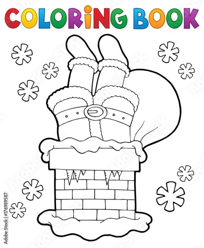 Coloring book chimney with Santa Claus