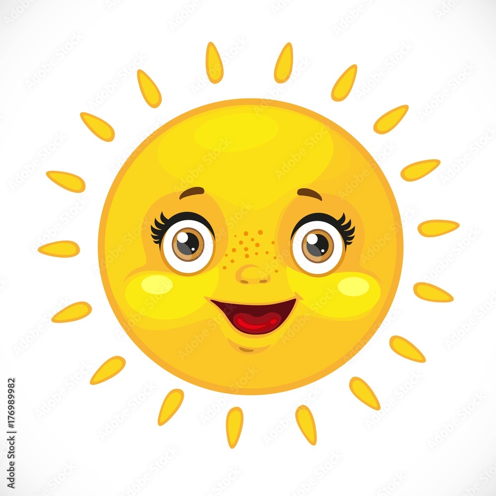 Cute smiling baby sun isolated on a white background