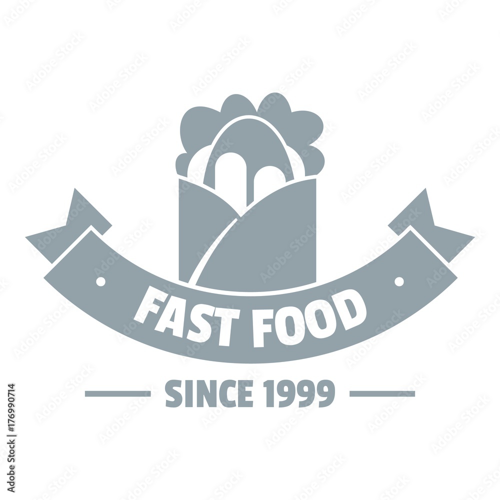 Hot fast food logo, simple gray style