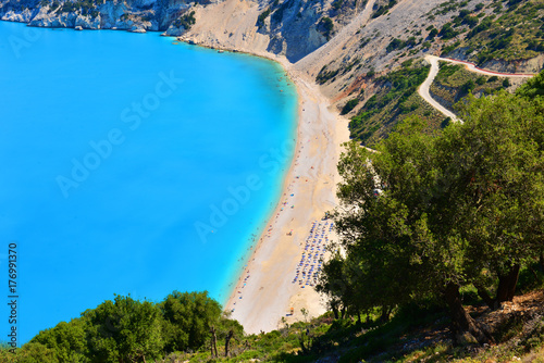 Famous Myrtos beach in Cephalonia island. Greece.