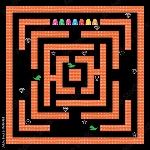 Monsters Maze Game Vector Design