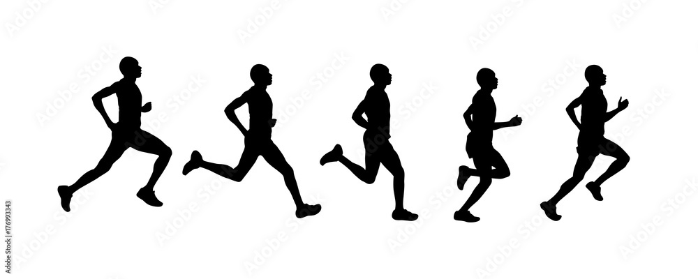 run silhouette, vector set of man running run silhouette, vector set of man running