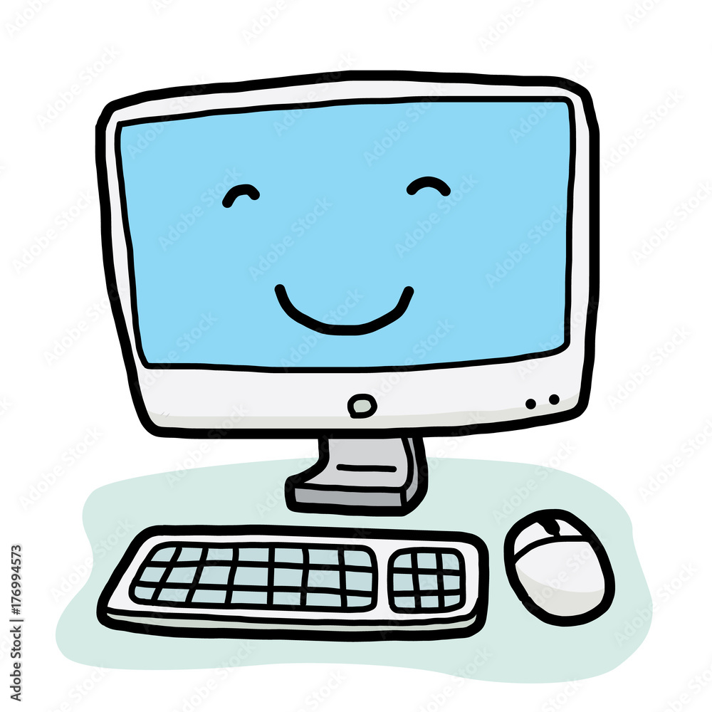 Modern Computer Cartoon Cartoon Vector And Illustration Hand Drawn Modern Computer Cartoon Cartoon Vector And Illustration Hand Drawn