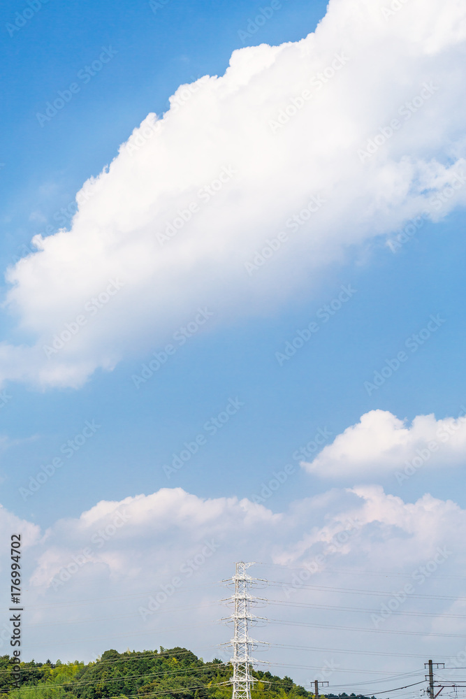Fototapeta premium 青空の中の送電線