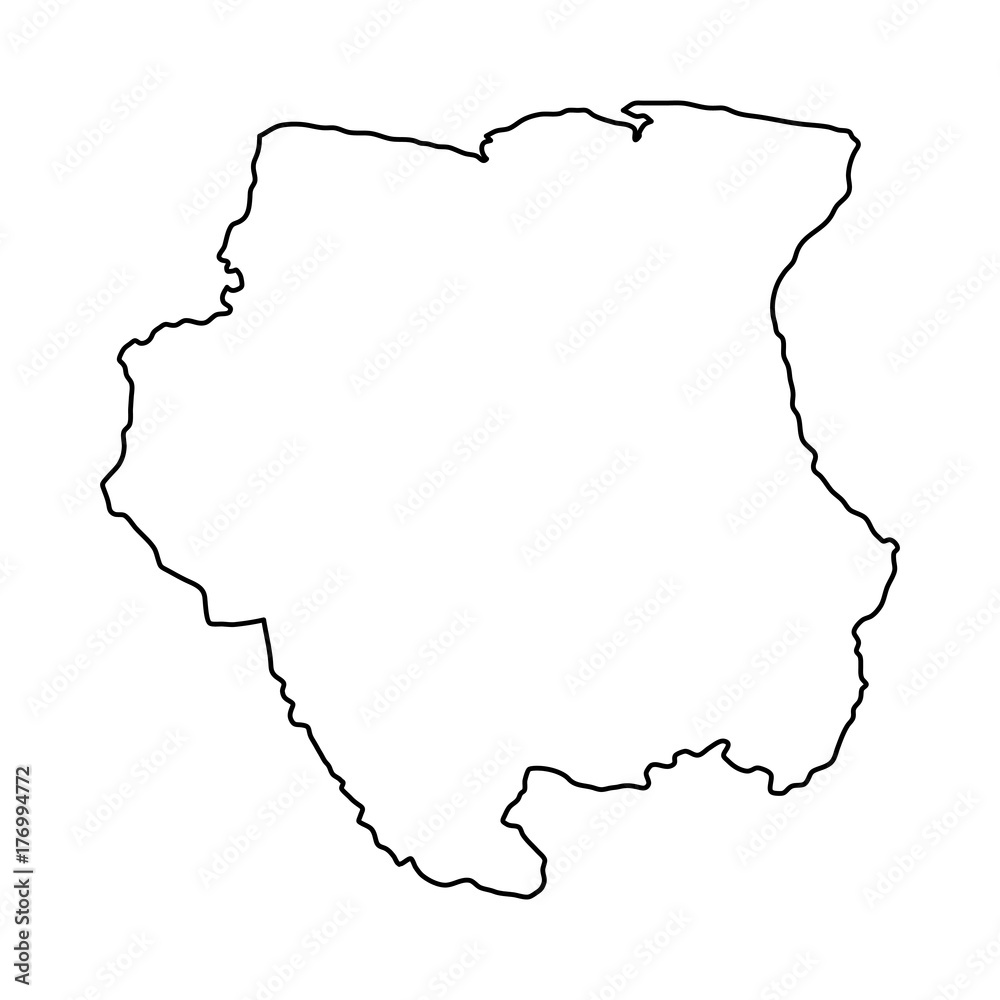 Suriname map of black contour curves of vector illustration Suriname map of black contour curves of vector illustration